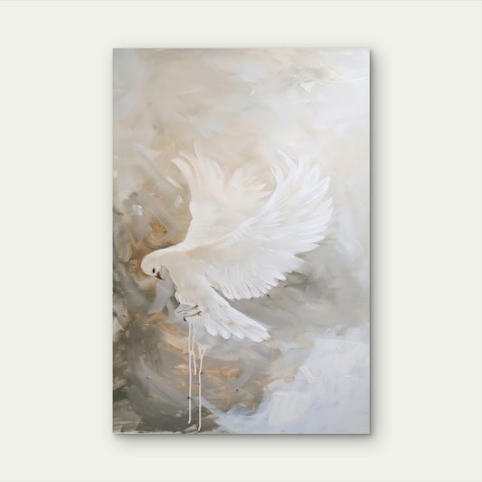 White Dove Bird Peace Abstract Art 40x60cm Metal Print Ready to Hang