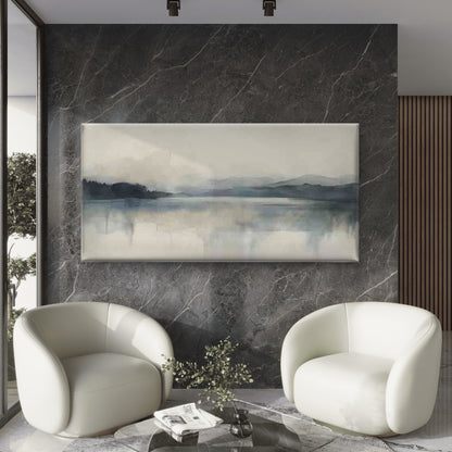 Misty Mountain Lake Wall Art Canvas Office Home Room Framed 120x60cm