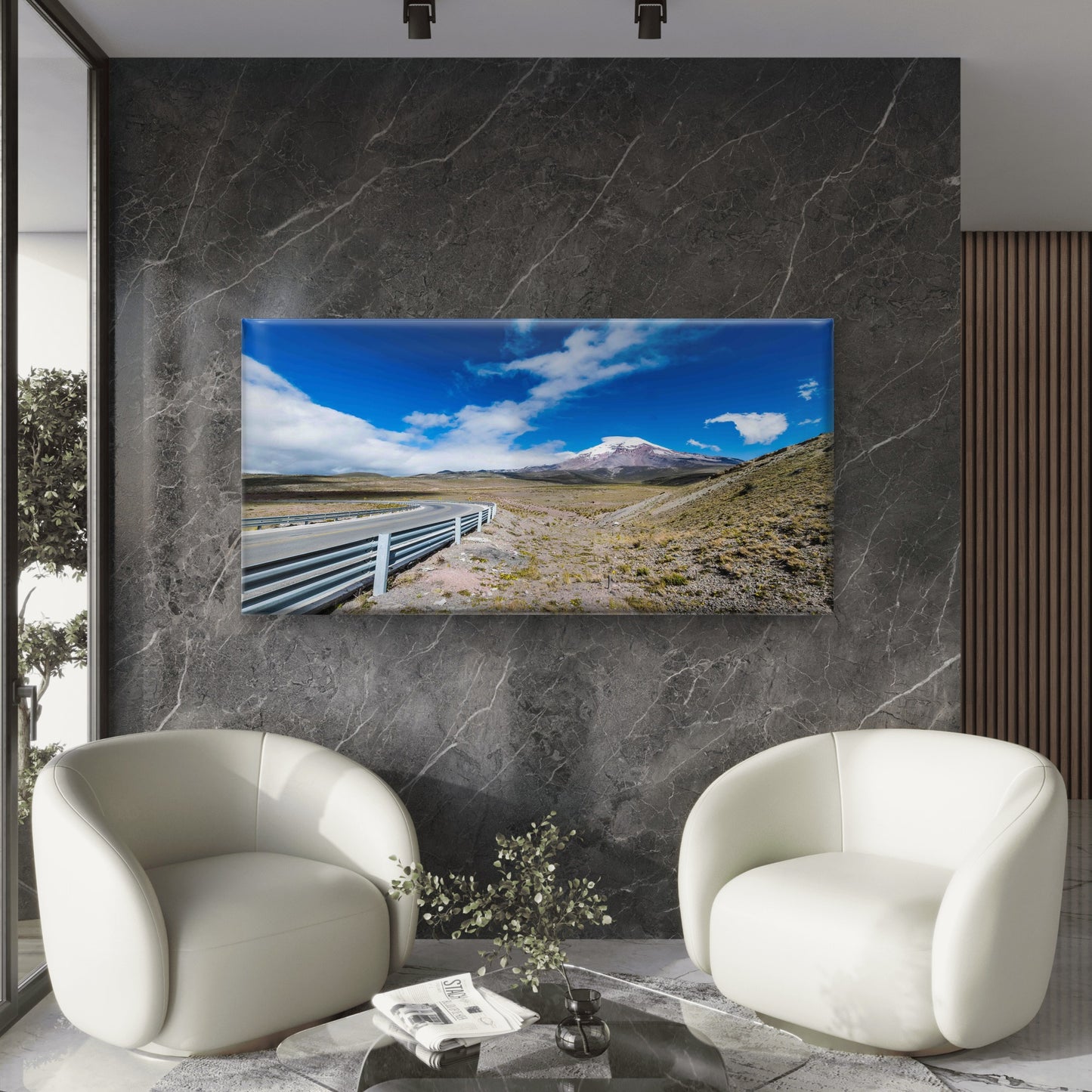 Highway Near Chimborazo Volcano Wall Art Canvas Office Home Room Framed 120x60cm