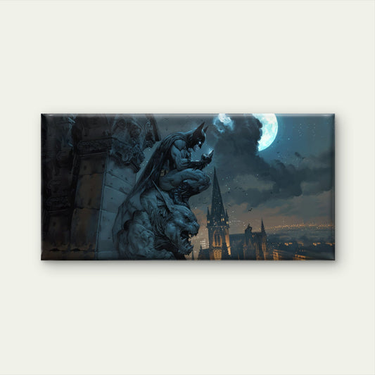 Gothic Vigilante Gargoyle City Wall Art Canvas Office Home Room Framed 120x60cm