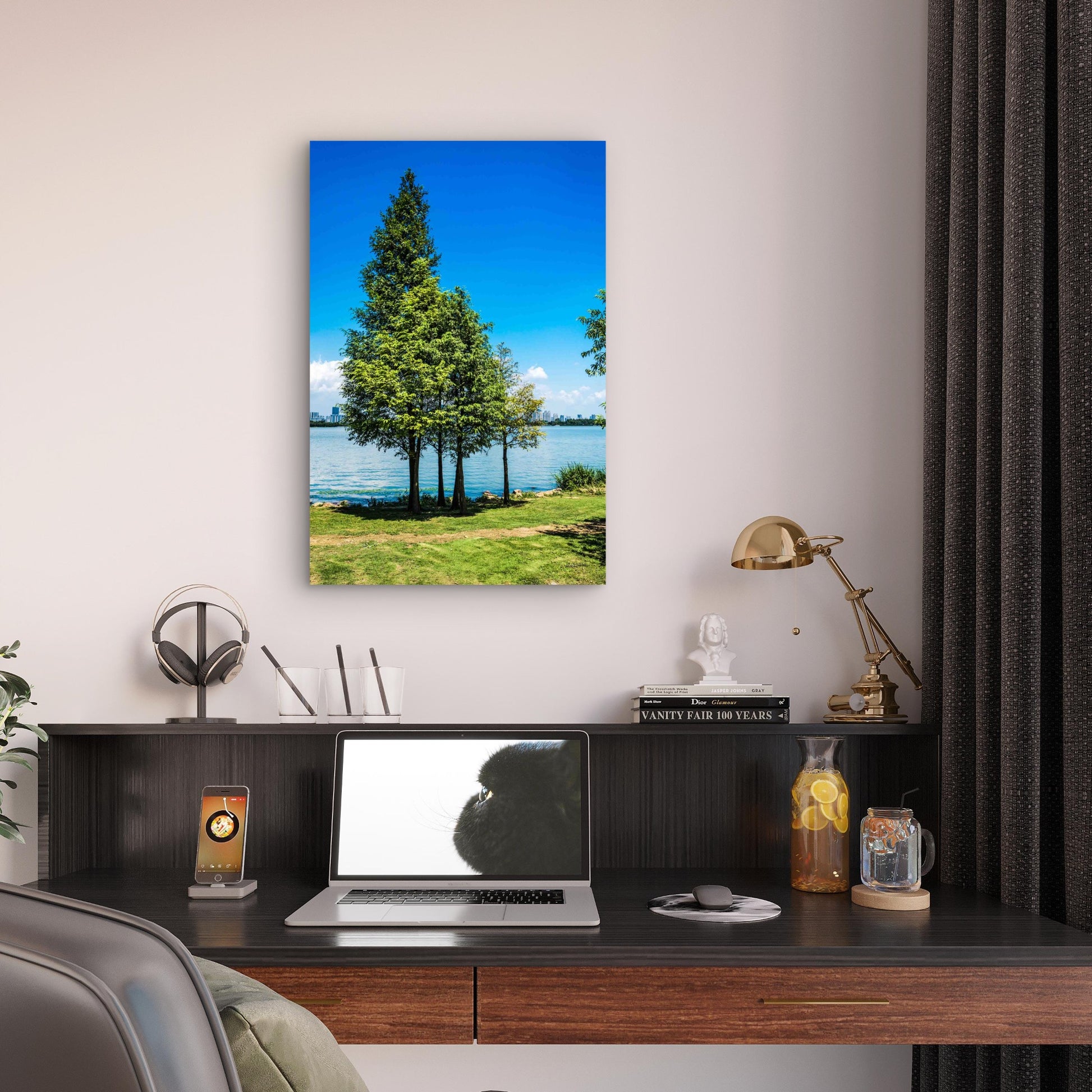 Tree With Lake 60x90cm Metal Print Ready to Hang