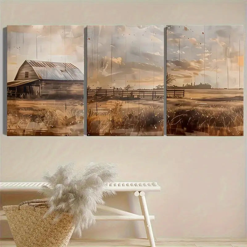 3pcs Farmhouse And Ranch Metal Print Ready to Hang Art
