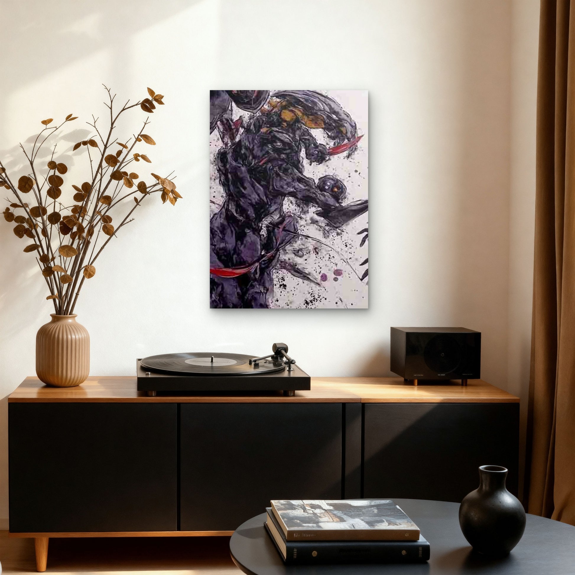 Abstract Dark Creature with Horns Metal Print Ready to Hang - Bella Home Decor