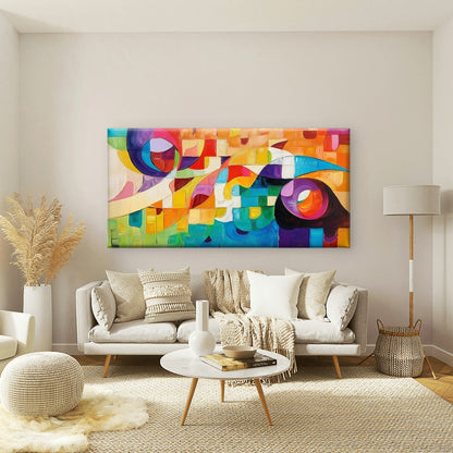 Colorful Abstract Forms Wall Art Canvas Office Home Room Framed 120x60cm - Bella Home Decor