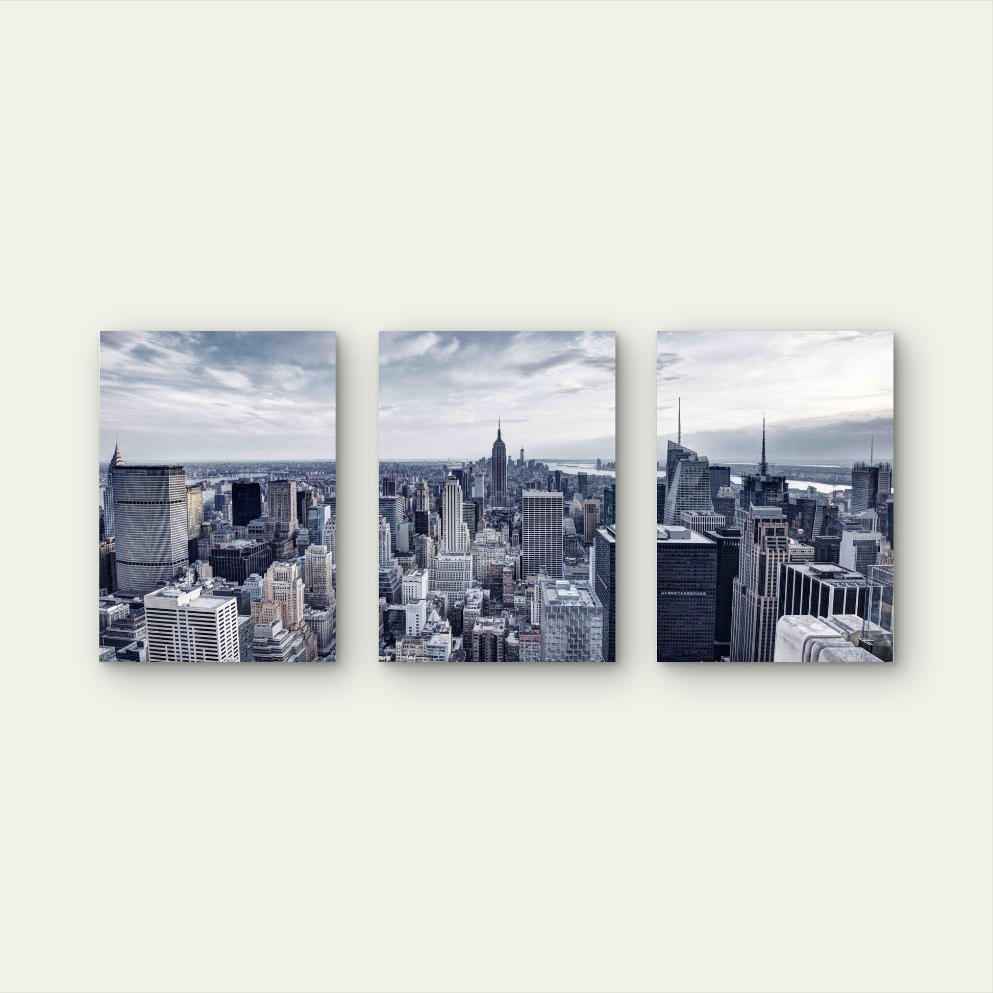 3pcs Skyscapes Overlooking Midtowm New York City Metal Print Ready to Hang Art - Bella Home Decor