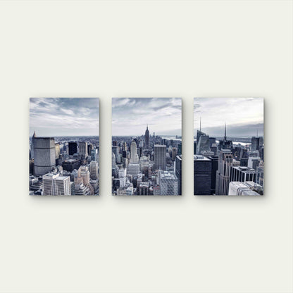 3pcs Skyscapes Overlooking Midtowm New York City Metal Print Ready to Hang Art - Bella Home Decor