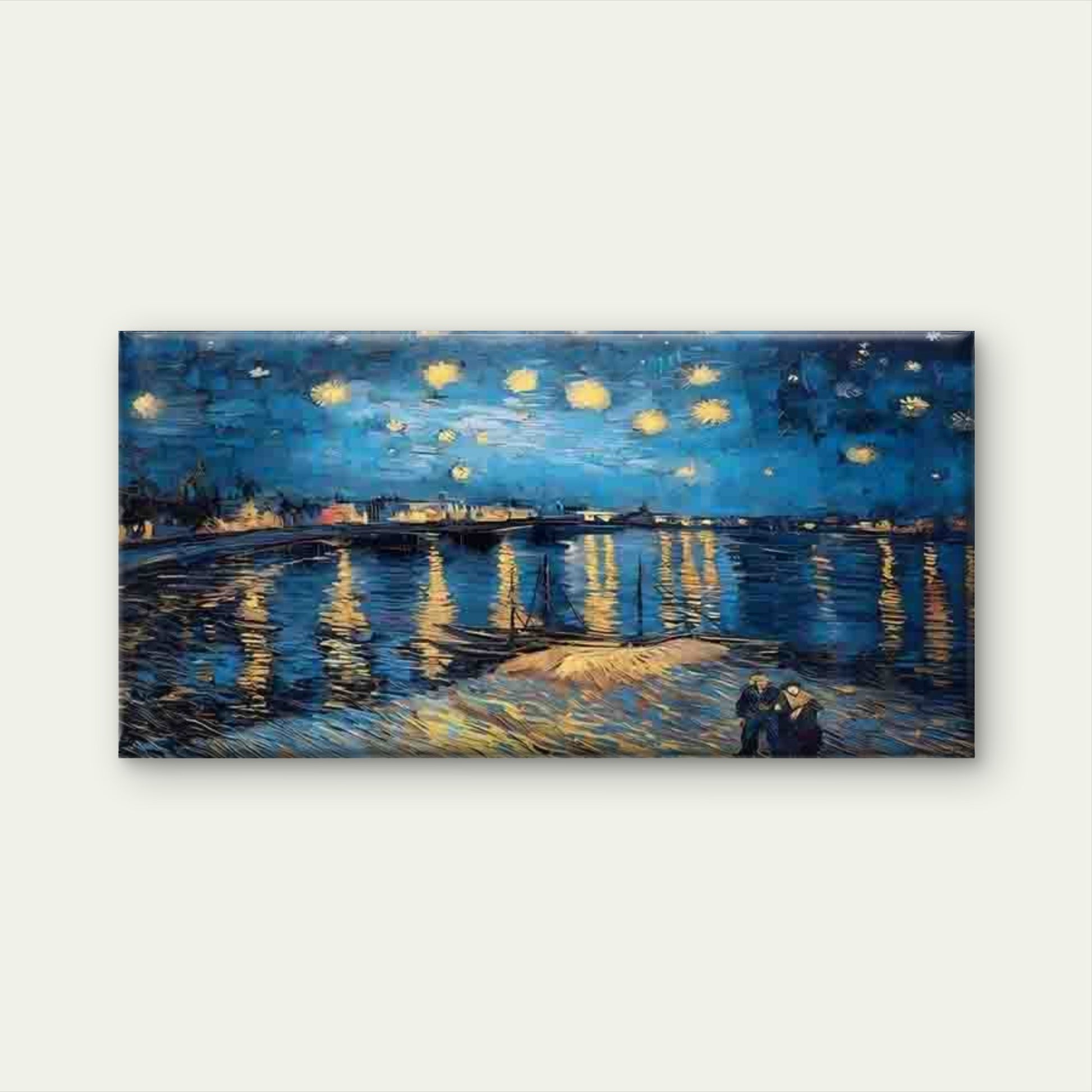 Starry Night Over The River Wall Art Canvas Office Home Room Framed 120x60cm - Bella Home Decor