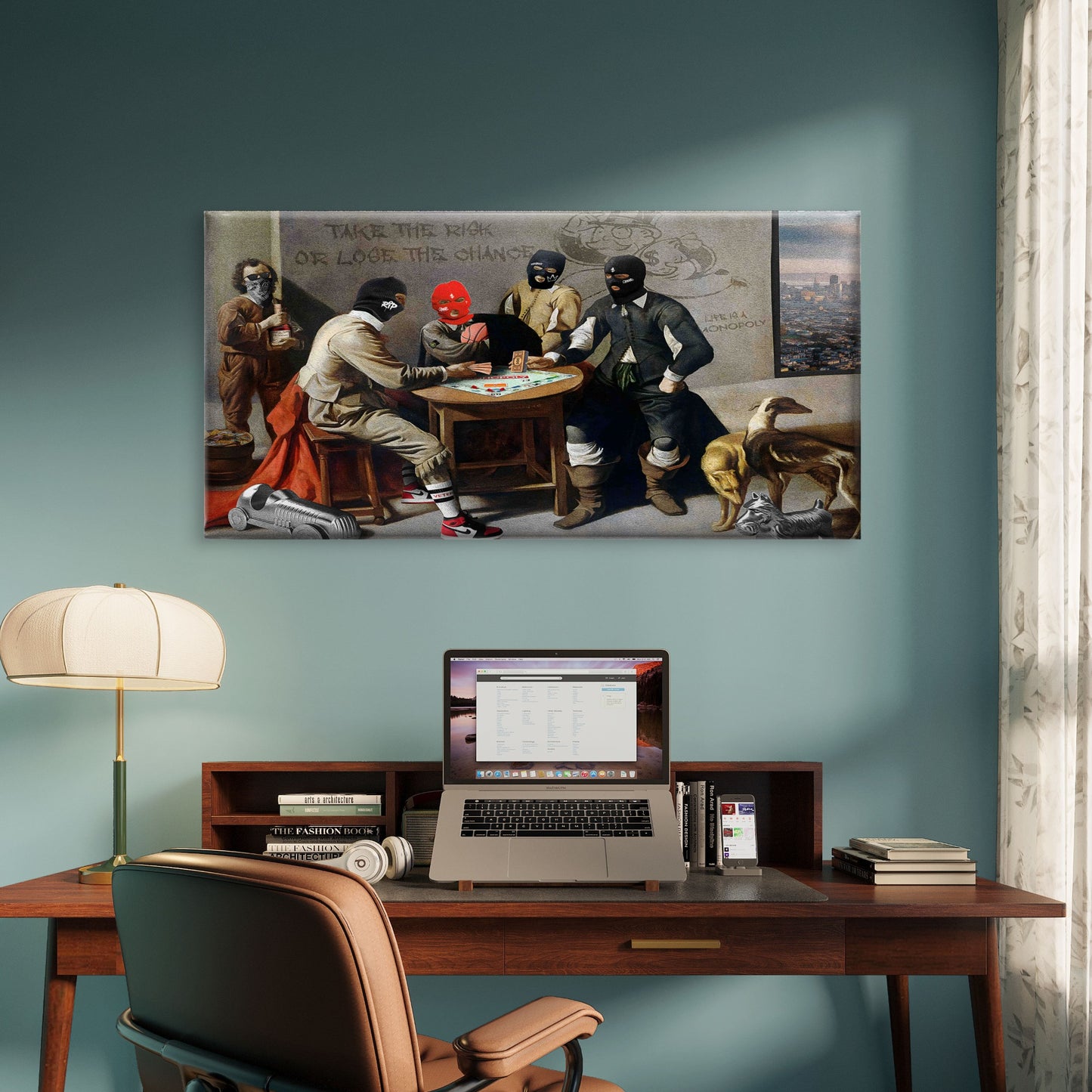 Modern Masked Board Game Wall Art Canvas Office Home Room Framed 120x60cm