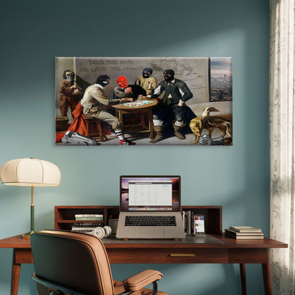 Modern Masked Board Game Wall Art Canvas Office Home Room Framed 120x60cm