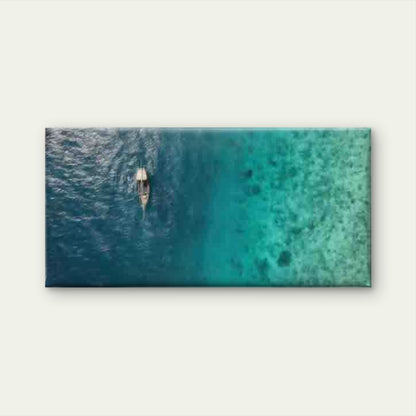 Aerial Boat On Turquoise Ocean Wall Art Canvas Office Home Room Framed 120x60cm - Bella Home Decor