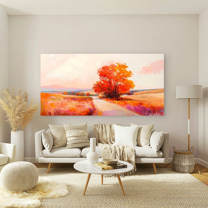 Autumn with a Road And Trees Wall Art Canvas Office Home Room Framed 120x60cm - Bella Home Decor
