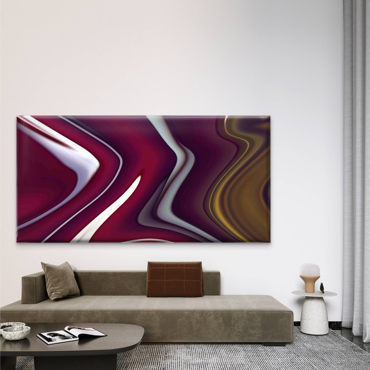 Red and Yellow Abstract Wall Art Canvas Office Home Room Framed 120x60cm