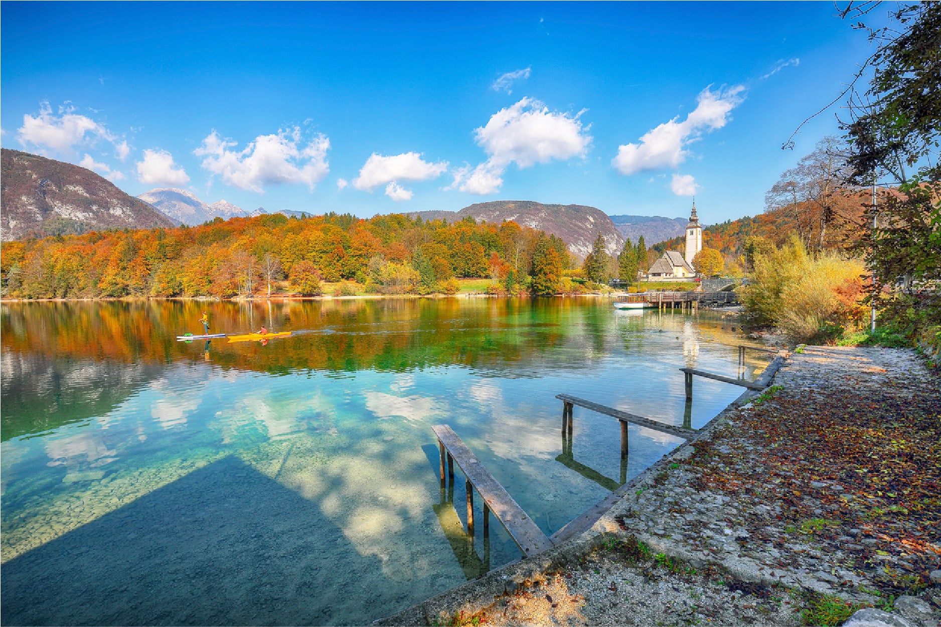 Church Of St.John On Bohinj Lake Glass Framed Wall Art, Ready to Hang Quality Print