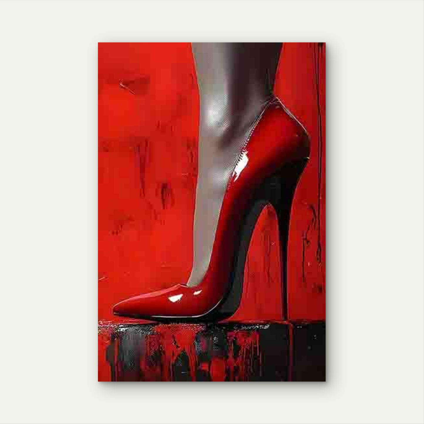 Modern Minimalist Red High Heels 40x60cm Metal Print Ready to Hang - Bella Home Decor