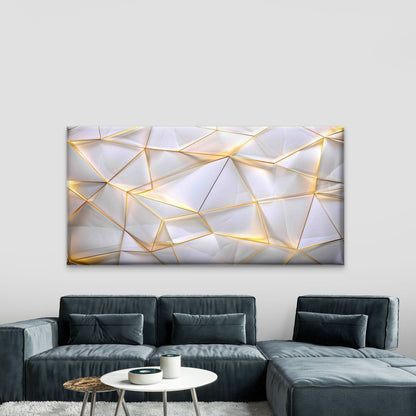 White Low Poly Background Wall Art Canvas Office Home Room Framed 120x60cm