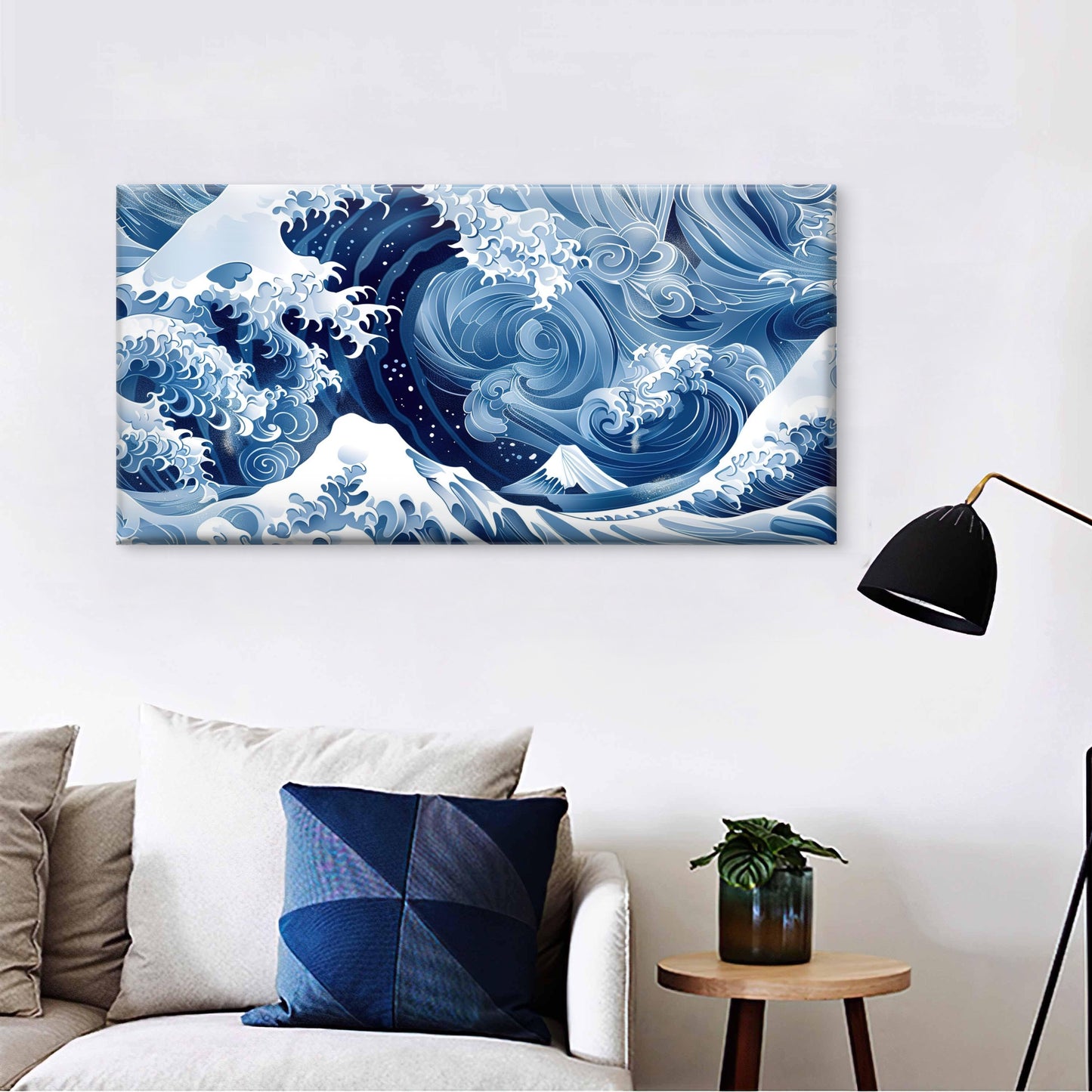 Japanese Great Wave Mount Wall Art Canvas Office Home Room Framed 120x60cm