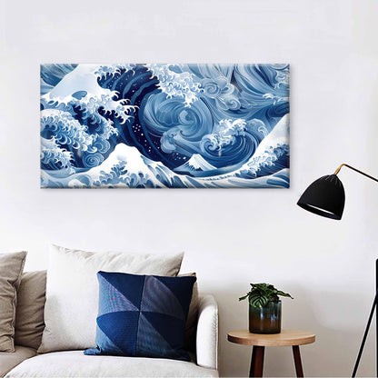 Japanese Great Wave Mount Wall Art Canvas Office Home Room Framed 120x60cm