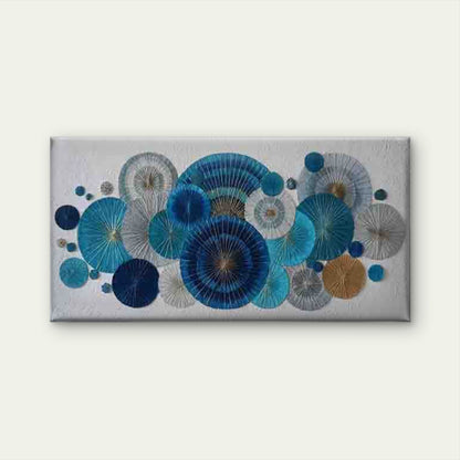 Blue and White Chinese Fan Wall Art Canvas Office Home Room Framed 120x60cm - Bella Home Decor