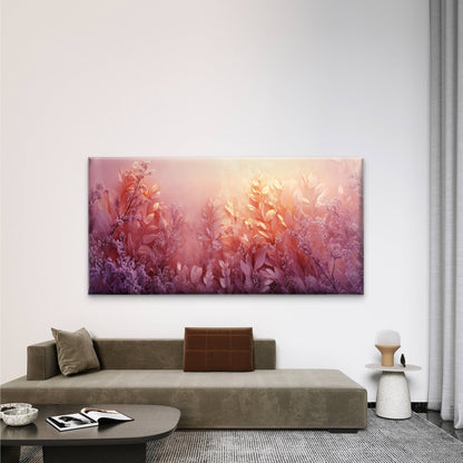 Pink And Purple Dream Garden Wall Art Canvas Office Home Room Framed 120x60cm