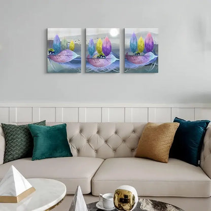 3pcs Modern Abstract Leaf Metal Print Ready to Hang Art