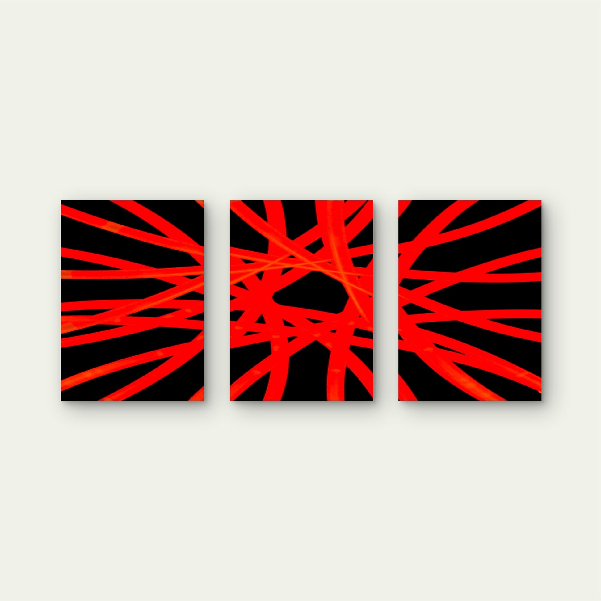 3pcs High Angle View Bright Red Light Abstract Metal Print Ready to Hang Art - Bella Home Decor