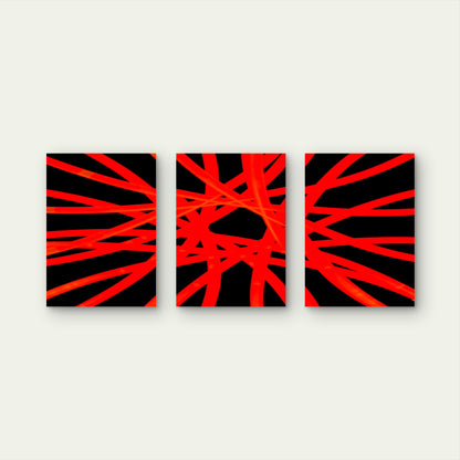 3pcs High Angle View Bright Red Light Abstract Metal Print Ready to Hang Art - Bella Home Decor