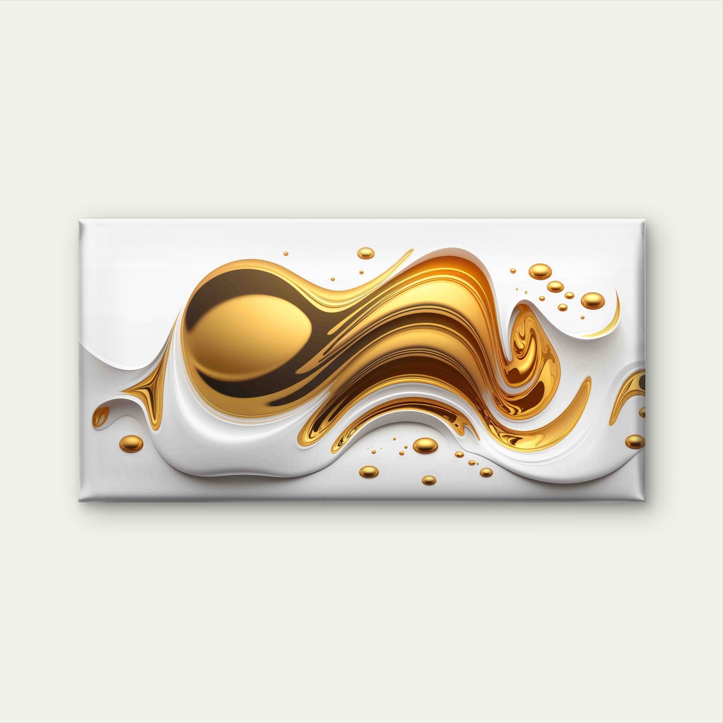 Elegant Gold White Abstract Wall Art Canvas Office Home Room Framed 120x60cm