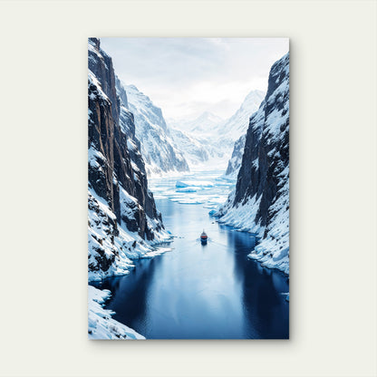 Antarctica Ice Fjord Cruise Ship 40x60cm Metal Print Ready to Hang