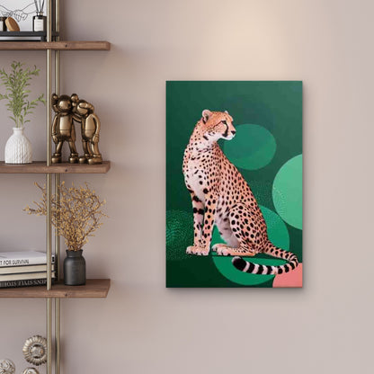 Cheetah Resting on Green Field Metal Print Ready to Hang