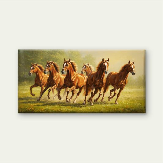 Wild Brown Stallions Running Wall Art Canvas Office Home Room Framed 120x60cm