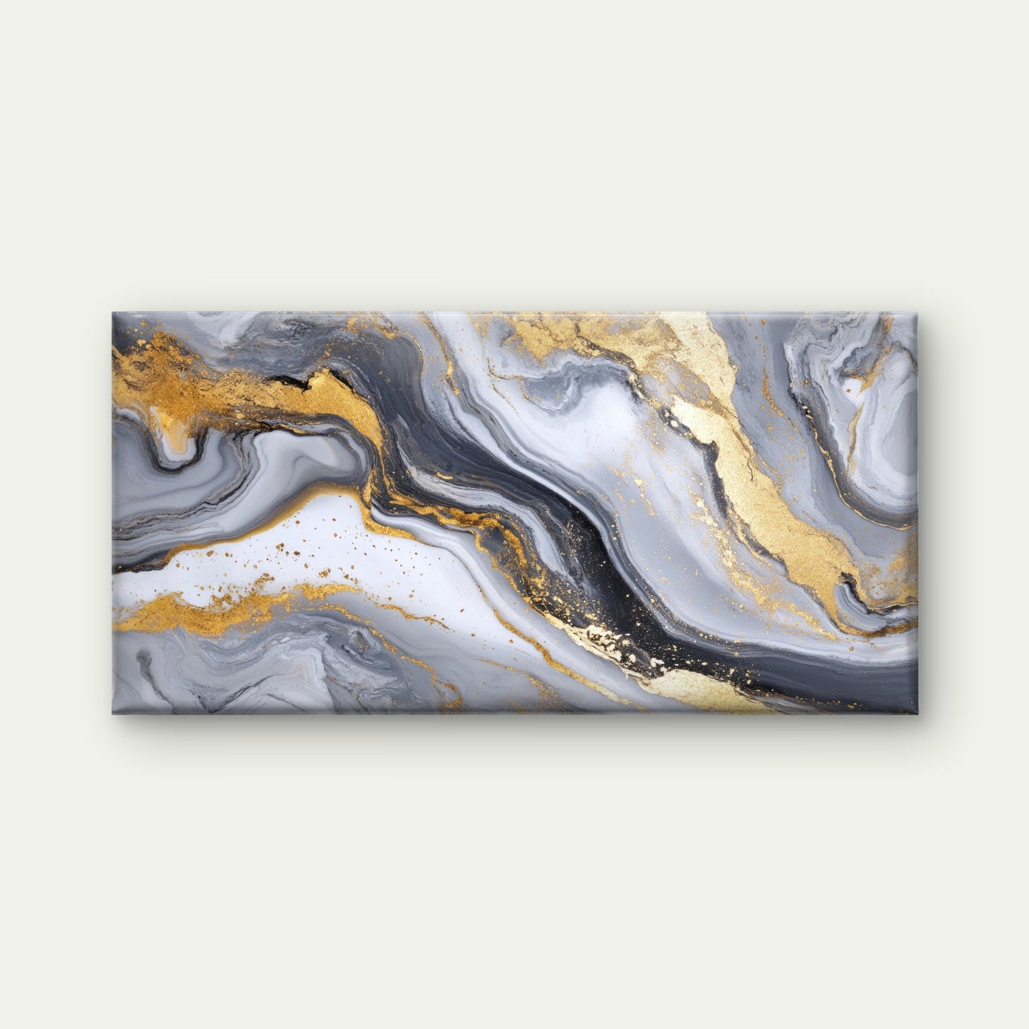 Gilded Marble Fluid Art Wall Art Canvas Office Home Room Framed 120x60cm - Bella Home Decor