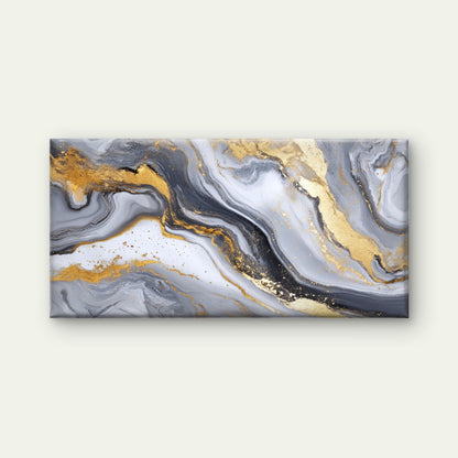 Gilded Marble Fluid Art Wall Art Canvas Office Home Room Framed 120x60cm - Bella Home Decor