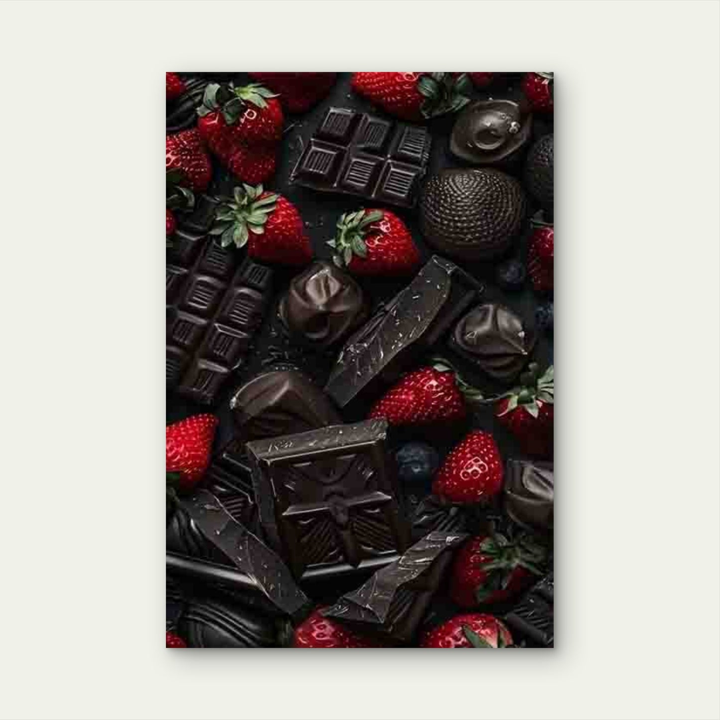 Realistic Strawberries & Chocolates 60x90cm Metal Print Ready to Hang