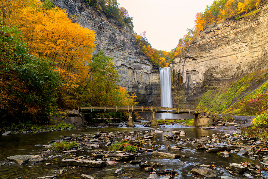 Taughannock Falls State Park Glass Framed Wall Art, Ready to Hang Quality Print