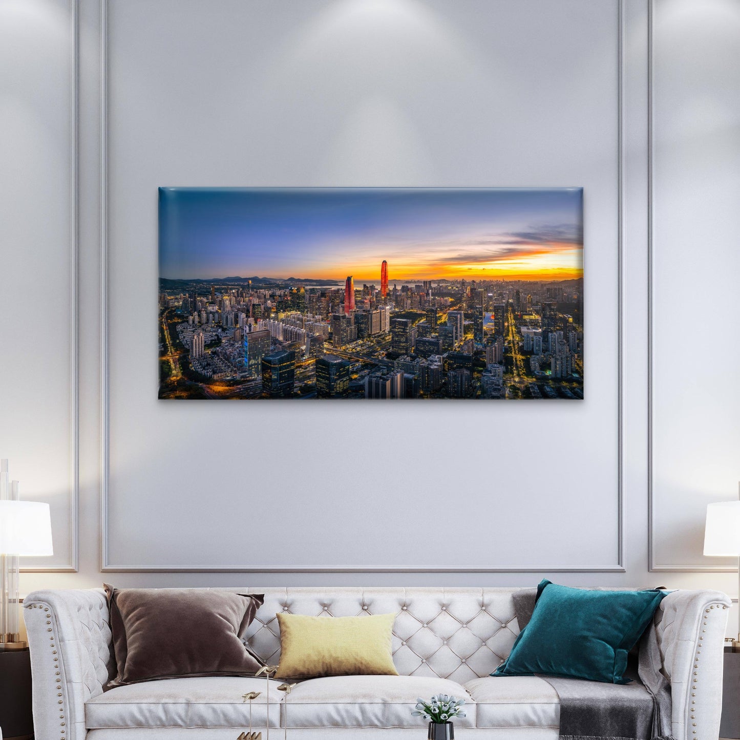 Shenzhen China Cityscape Sky Wall Art Canvas Office Home Room Framed 120x60cm