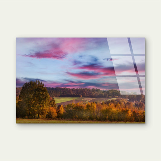 Purple Autumn Forest Sky View Acrylic Glass Printing Wall Art Australian Made Quality