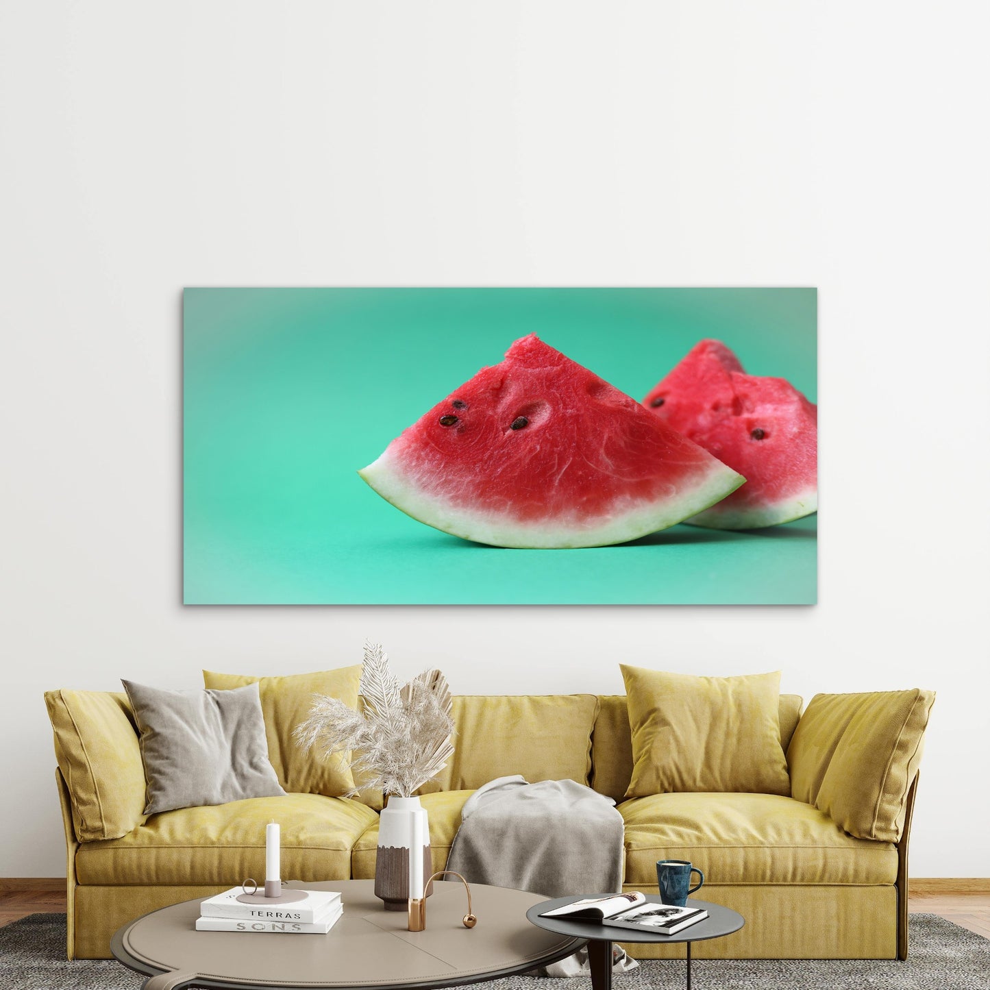 Fresh Watermelon On Display Wall Art Canvas Office Home Room Framed 120x60cm