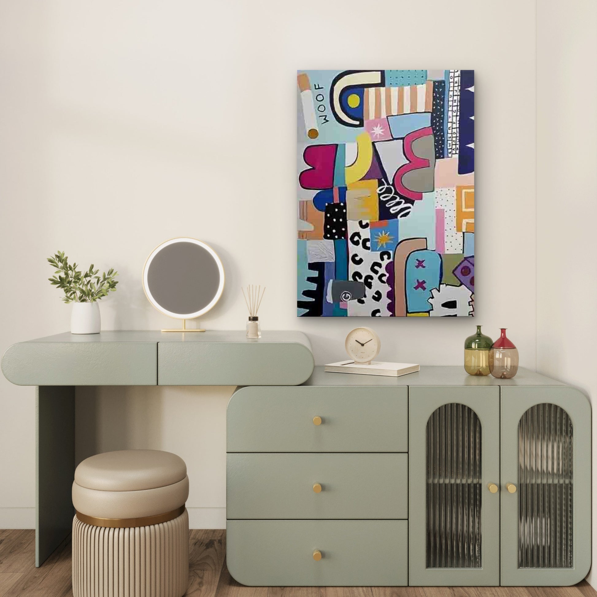 Abstract Geometric Colorful Shapes 60x90cm Metal Print Ready to Hang - Bella Home Decor