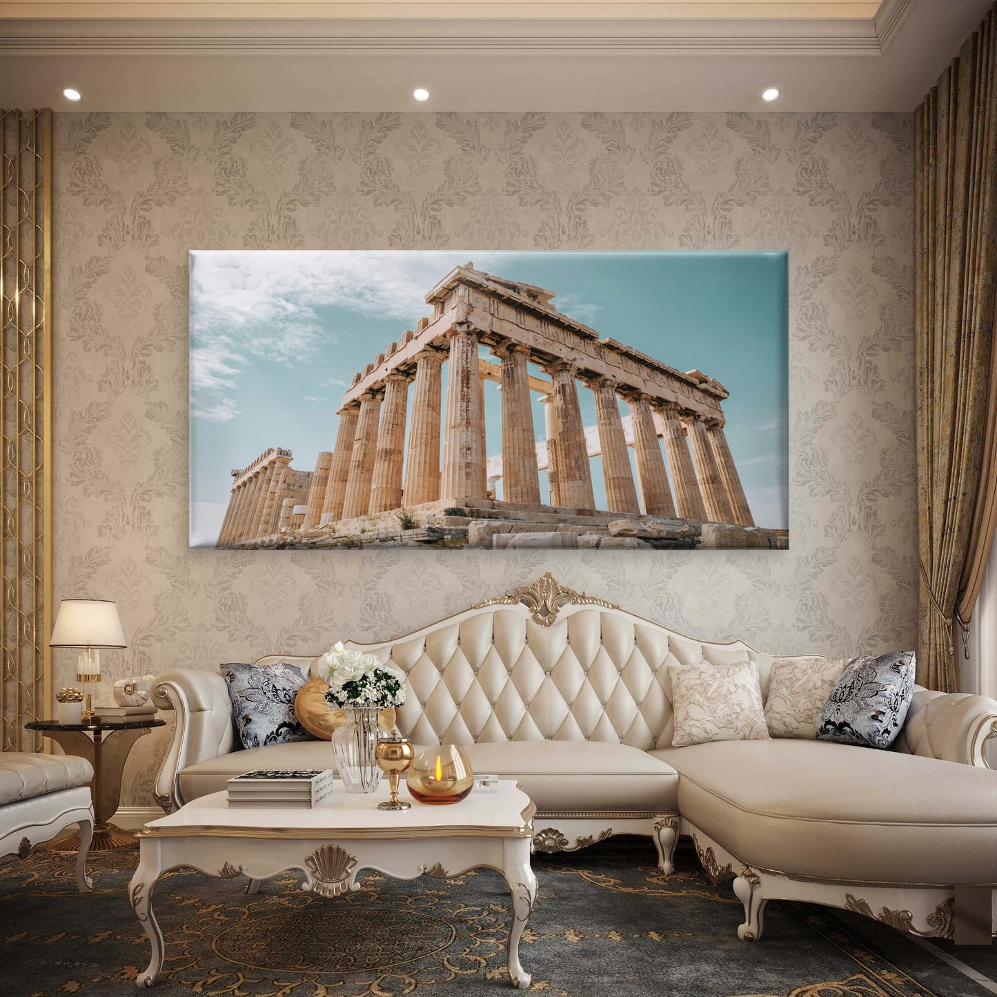 Athens Greece Parthenon Temple Wall Art Canvas Office Home Room Framed 120x60cm