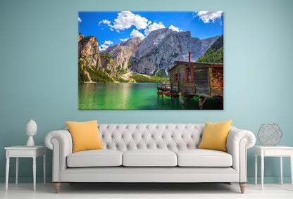 View of Braies Lake, Italy Wall Art Decor 100% Australian Made