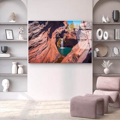 Hamersley Gorge Karijini Waterfall Acrylic Glass Printing Wall Art Australian Made Quality