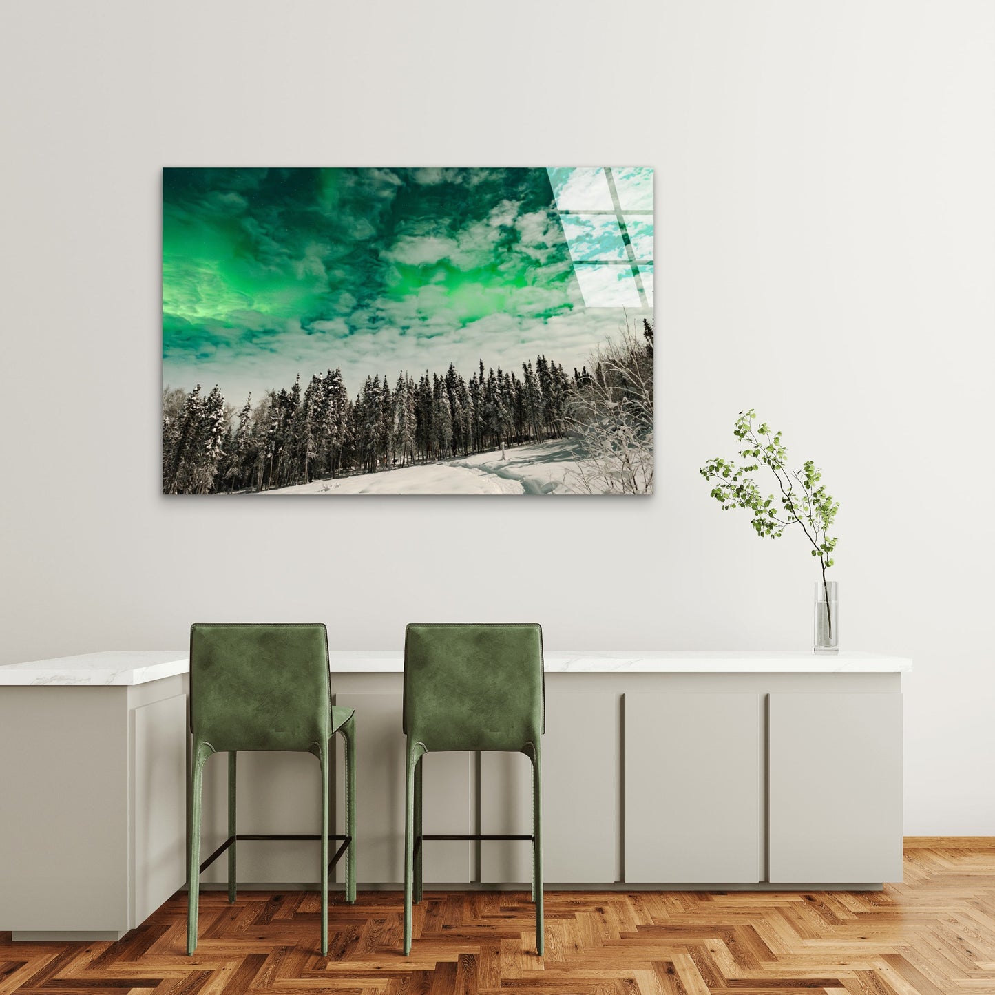 Snowy Pine Landscape Tempered Glass Printing Wall Art Australian Made Quality