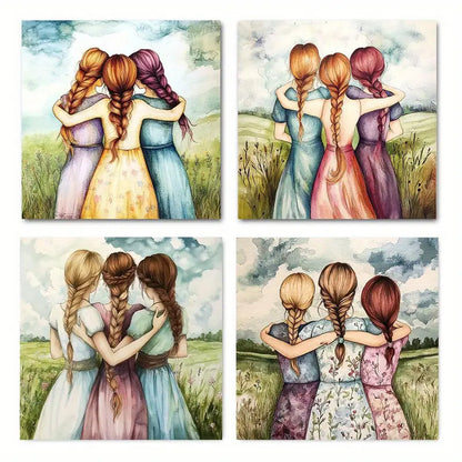 4pcs Sisterhood & Friendship  SF  Wall Art Canvas Framed