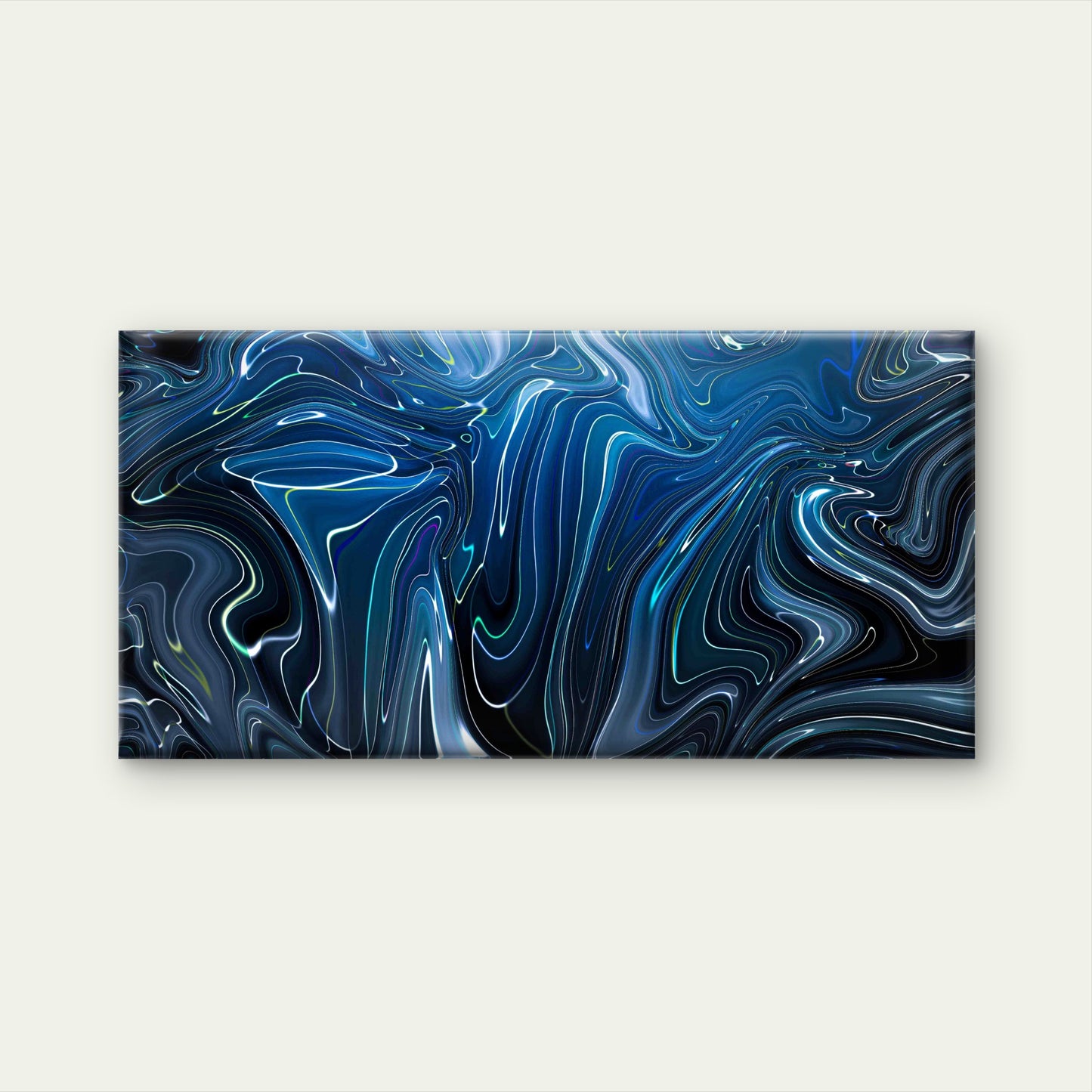 Blue Abstract Liquid Marble Wall Art Canvas Office Home Room Framed 120x60cm - Bella Home Decor