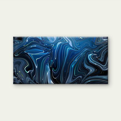 Blue Abstract Liquid Marble Wall Art Canvas Office Home Room Framed 120x60cm - Bella Home Decor
