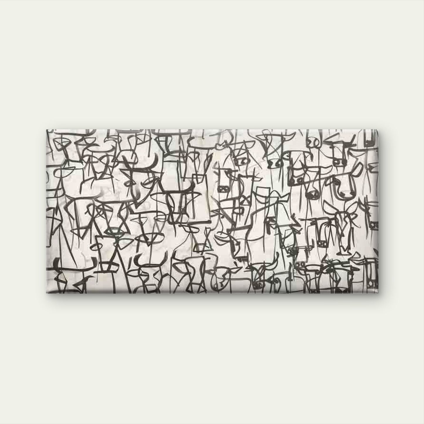 Minimalist Cow Face Ink Drawing Wall Art Canvas Office Home Room Framed 120x60cm
