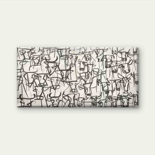 Minimalist Cow Face Ink Drawing Wall Art Canvas Office Home Room Framed 120x60cm
