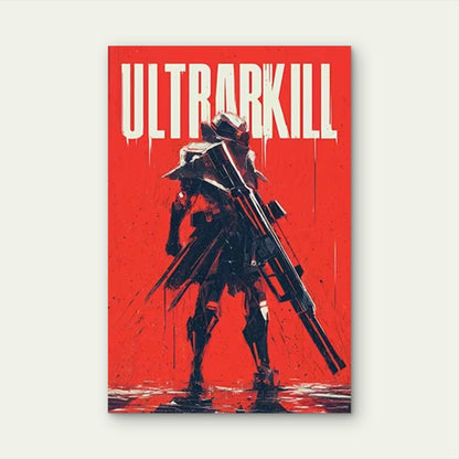 Featuring an Ultrakill Futuristic Warrior 60x90cm Metal Print Ready to Hang - Bella Home Decor