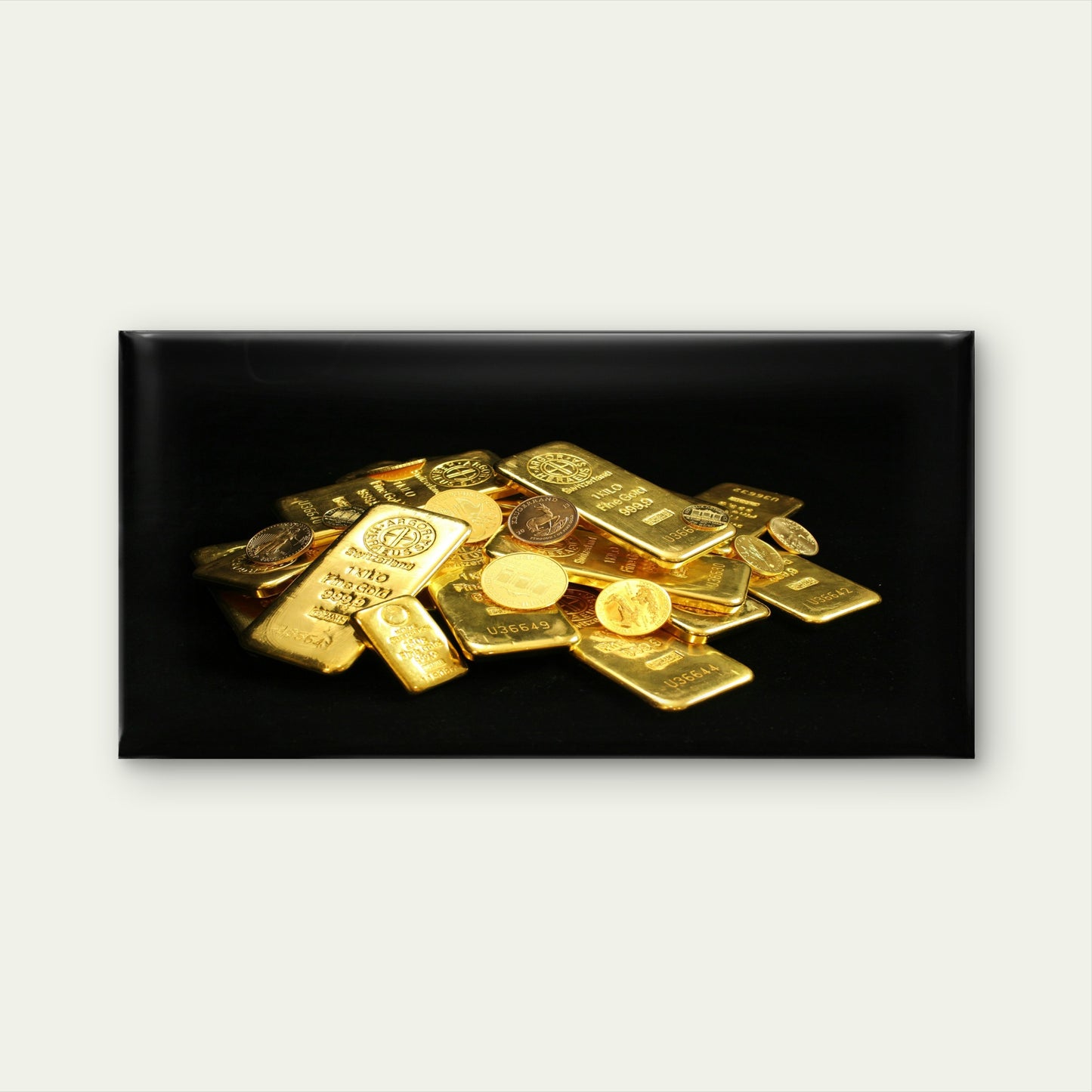 Pile Of Shining Gold Bars Wall Art Canvas Office Home Room Framed 120x60cm