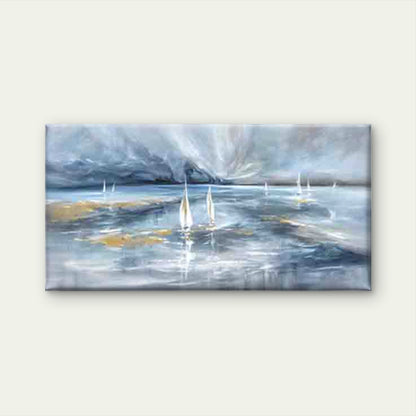 Nautical Sailboat Sea Painting Wall Art Canvas Office Home Room Framed 120x60cm - Bella Home Decor